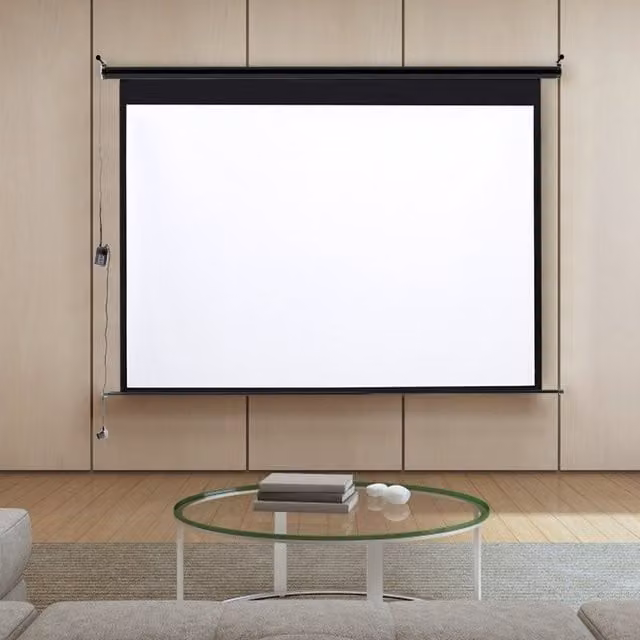 Livingandhome 120 Inch Large Electric Motorised Projector Screen with 4:3 Aspect Ratio in Black and White