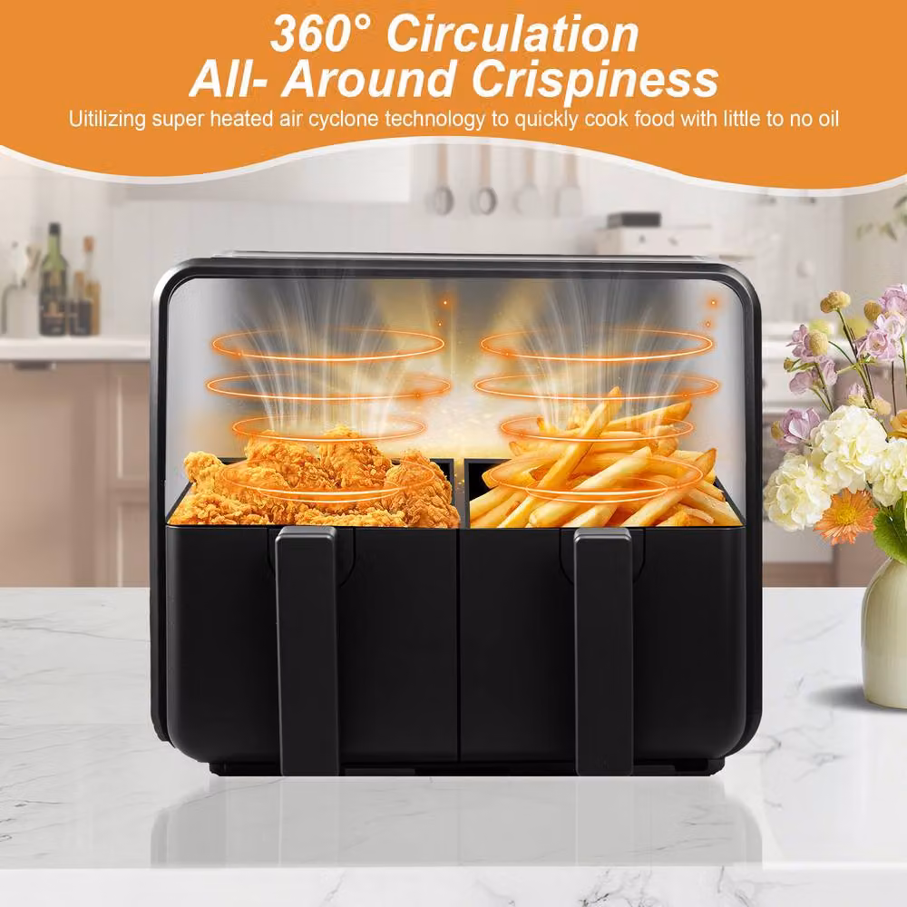 Alivio 9L Dual Basket Digital Air Fryer with 14 Presets and LED Touch Display, Black – 5