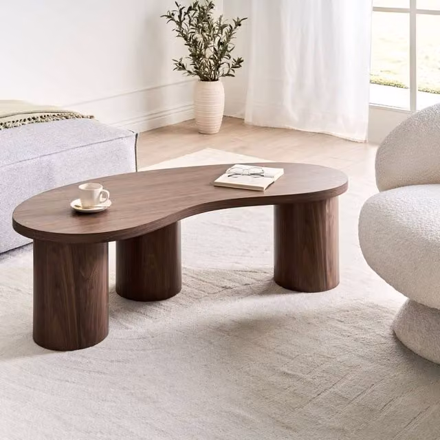 Wyld and Coco Kidney-Shaped Coffee Table in Brown Walnut, W/D/H: 130 x 52 x 40 cm