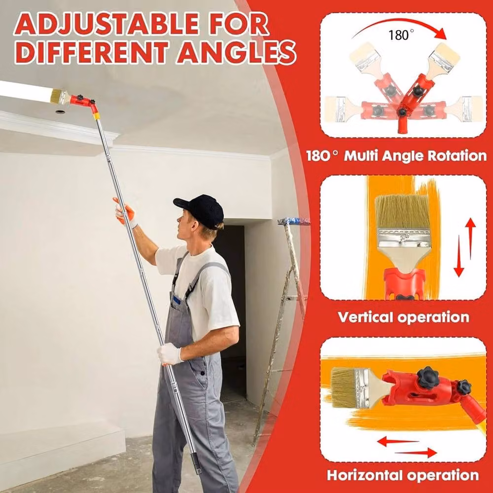 NESTLUNE Multi-Angle Paint Brush and Roller Extender, Silver, W: 52 cm, H: 170 cm – 3