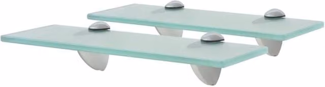 Berkfield Home Set of 2 Clear Glass Floating Shelves, W: 30 cm, D: 10 cm
