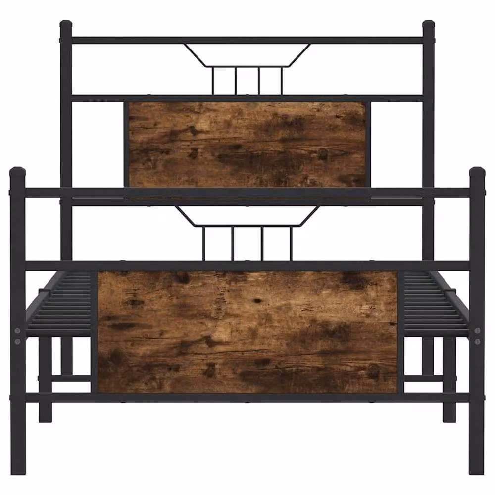 Berkfield Home Smoked Oak Bed Frame in Brown, W: 80 cm, L: 200 cm – 4
