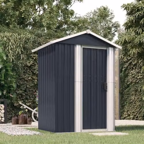 vidaXL Galvanised Steel Garden Shed in Anthracite, W/D/H: 126 x 97.5 x 177 cm – 2