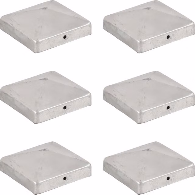 Berkfield Home Pyramid Fence Post Caps, 6 Pack, Galvanised Steel, Silver, 91 x 91 mm