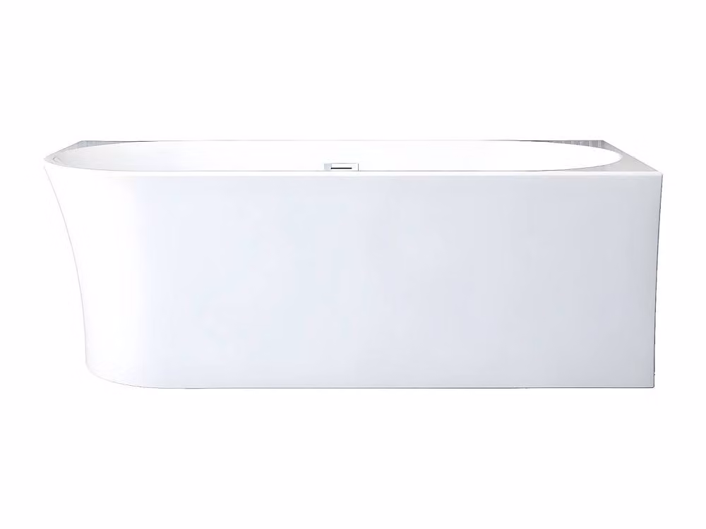 Vente-unique White Acrylic Corner Bathtub with Right Angle, W/D/H: 150 x 75 x 59 cm – 2