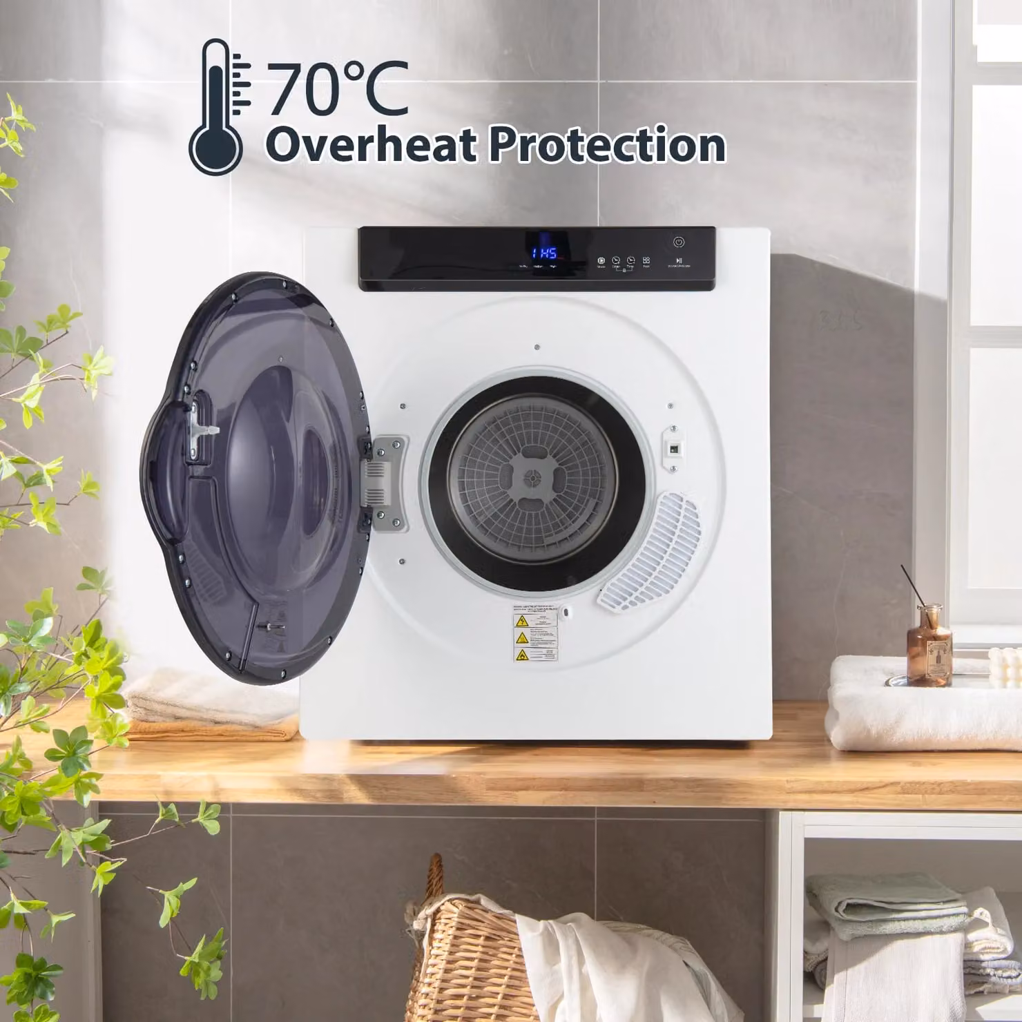 Gymax 1400W Electric Clothes Dryer with 4kg Capacity and 3 Heating Options, White – 8