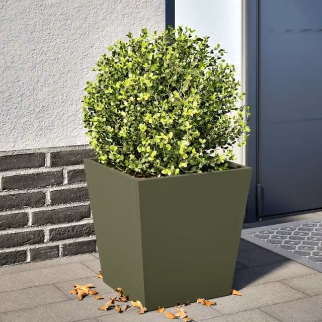 Berkfield Home Steel Garden Planter Tub in Green, W/D/H: 40 x 40 x 40 cm
