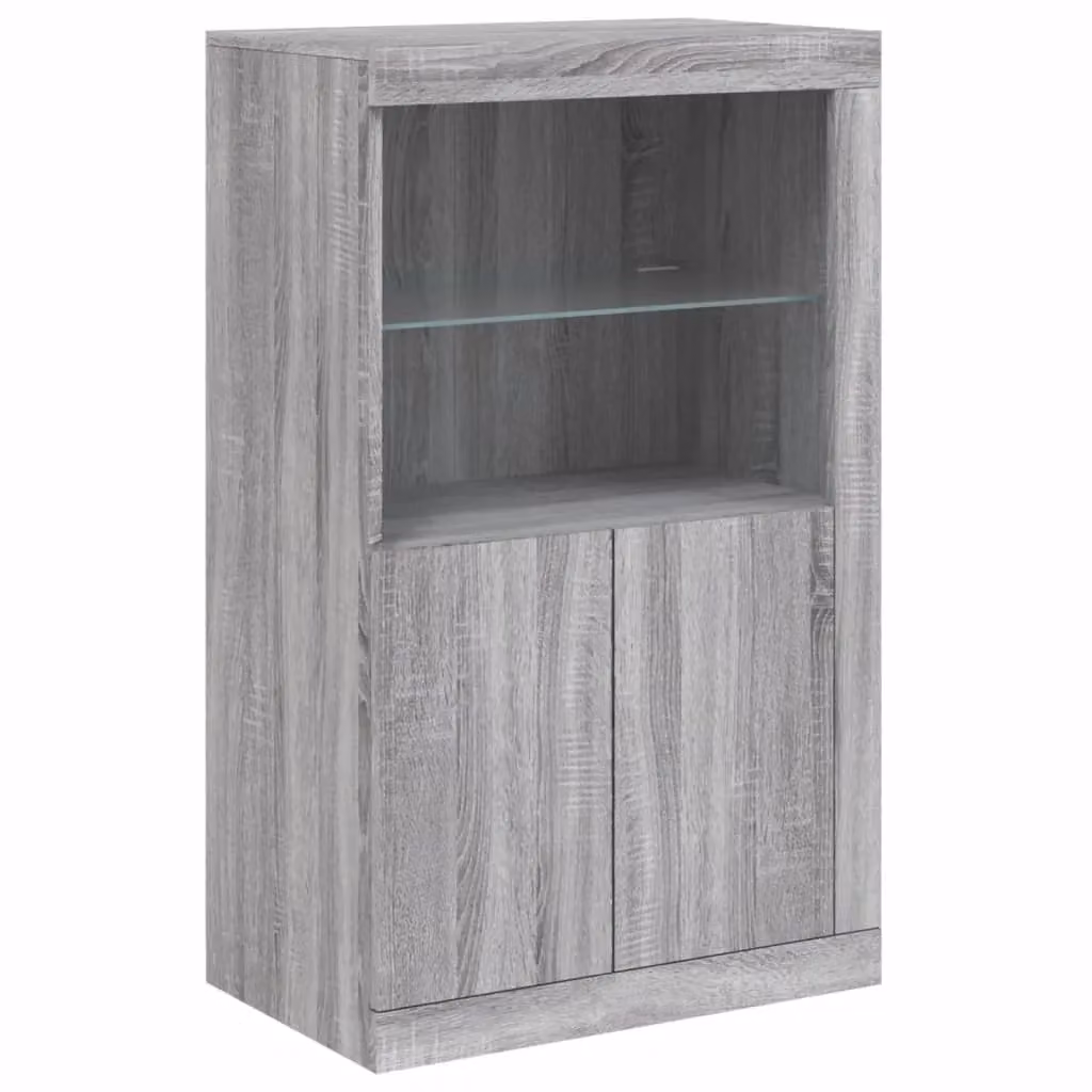 Berkfield Home Modern Grey Side Cabinet with Integrated LED Lighting and Internal Shelves – 1