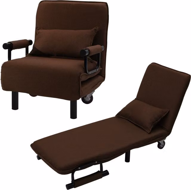 Livingandhome Brown Fabric Modern Fold Out Sofa Bed with Armrests
