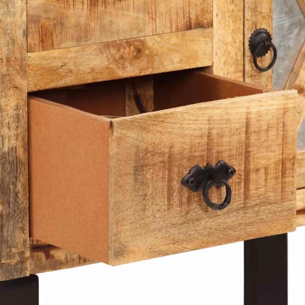Berkfield Home Industrial Sideboard in Brown Mango Wood and Black Metal, W/D/H: 60 x 30 x 76 cm – 5