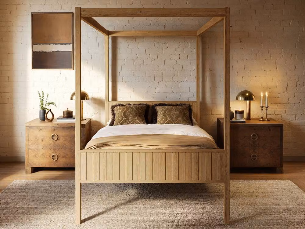 Flair Maddy 4 Poster Bed in Brown Solid Pine, W/D/H: 200 x 200 cm – 2