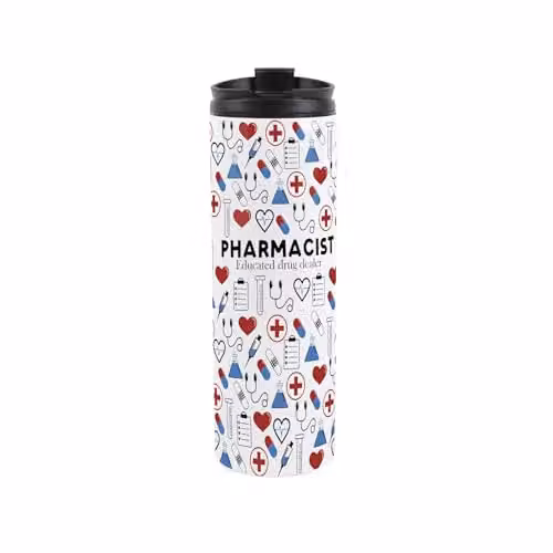 Purely Home Pharmacist Travel Mug, Multicoloured Stainless Steel Vacuum-Sealed Flask, 500ml
