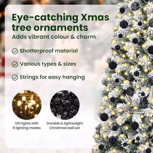 vidaXL Artificial Hinged Christmas Tree in Green and White, Height: 240 cm – 6