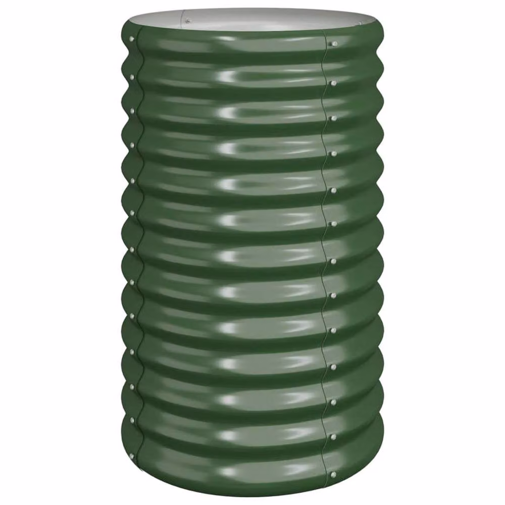 Berkfield Home Durable Powder-coated Steel Garden Planter Tub, Green, W/D/H: 40 x 40 x 68 cm – 3