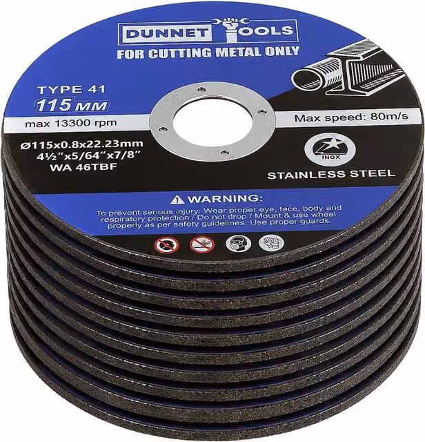 Marco Paul Pack of 10 Grey Metal Cutting Discs for Stainless Steel, 115mm