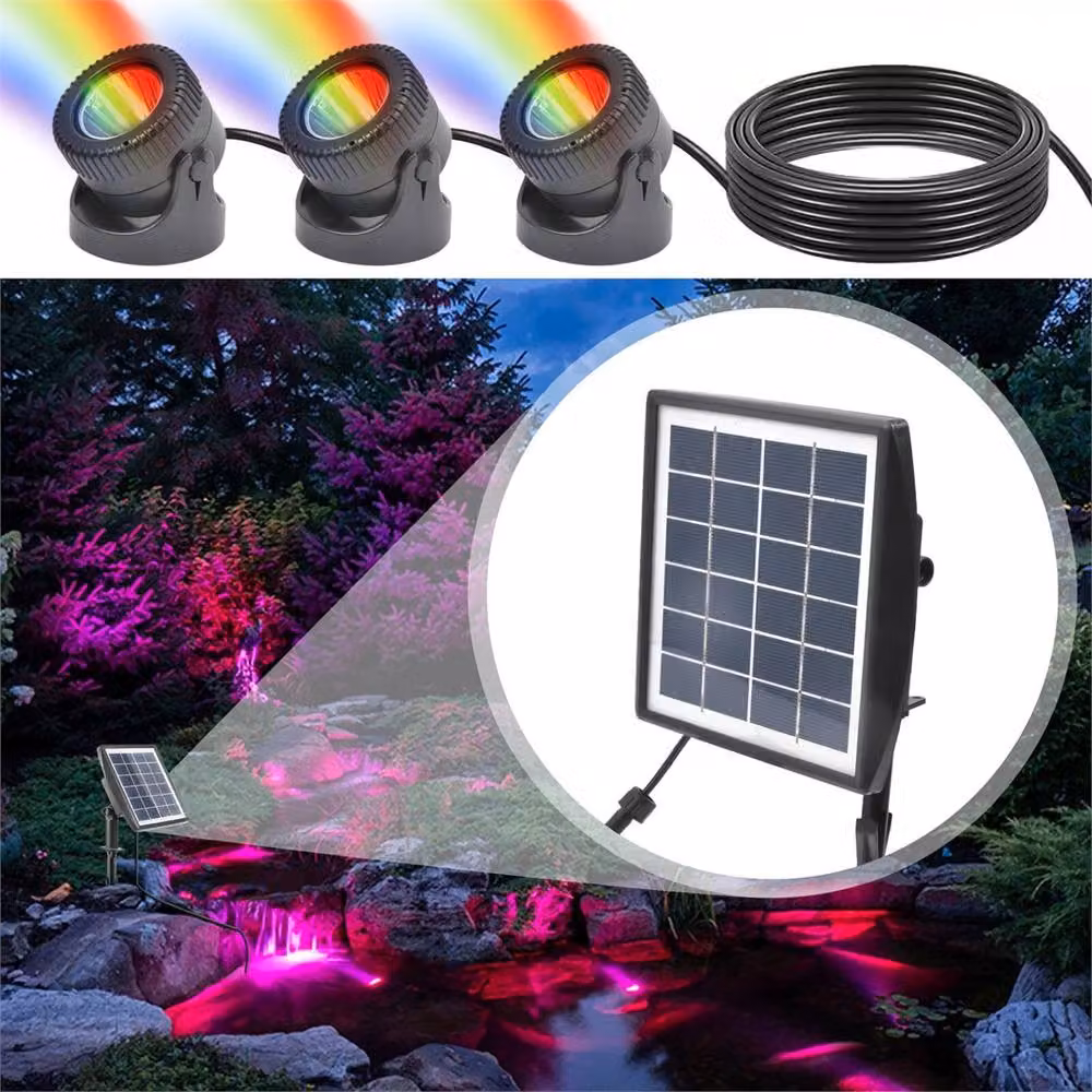Nordara 3 In 1 Solar RGB LED Submersible Pond Underwater Lighting in Black – 4