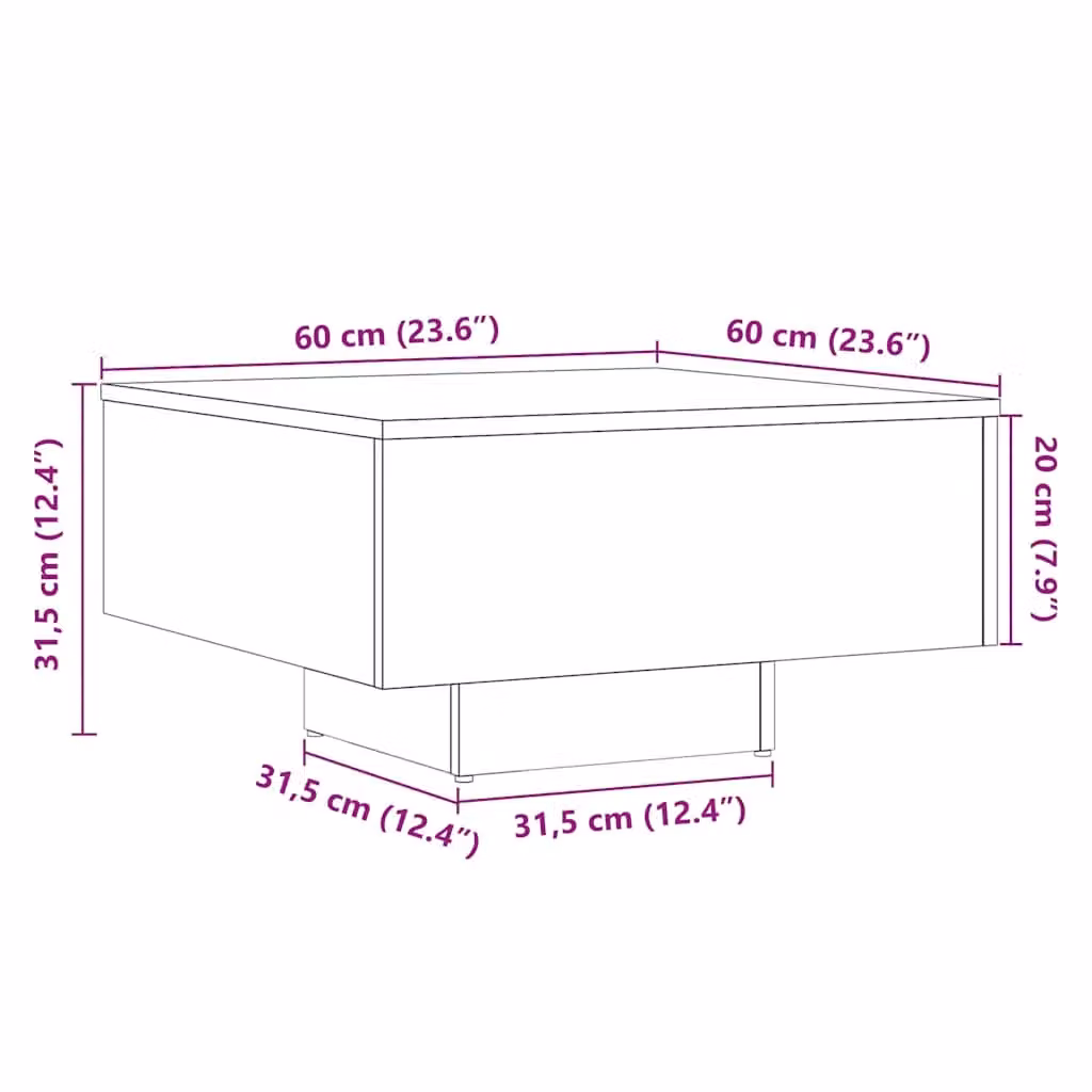 Berkfield Home Artisan Oak Coffee Table, Brown, W/D/H: 60 x 60 x 31.5 cm – 4