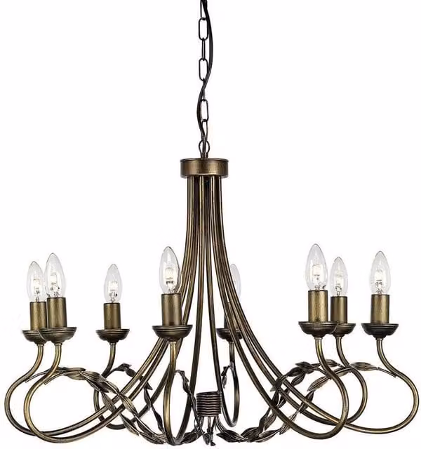 Elstead Olivia 8 Light Chandelier in Black and Gold Finish with E14 Glass Shades