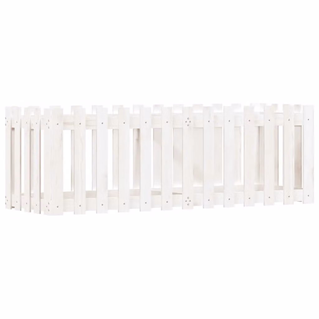 Berkfield Home Garden Raised Bed with Fence Design in White, Solid Wood and Plastic, W/D/H: 150 x 50 x 50 cm – 2