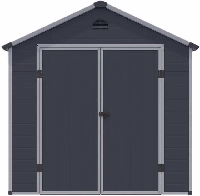 Cheshire Double Door Apex Plastic Shed in Dark Grey with Window and Roof Vent