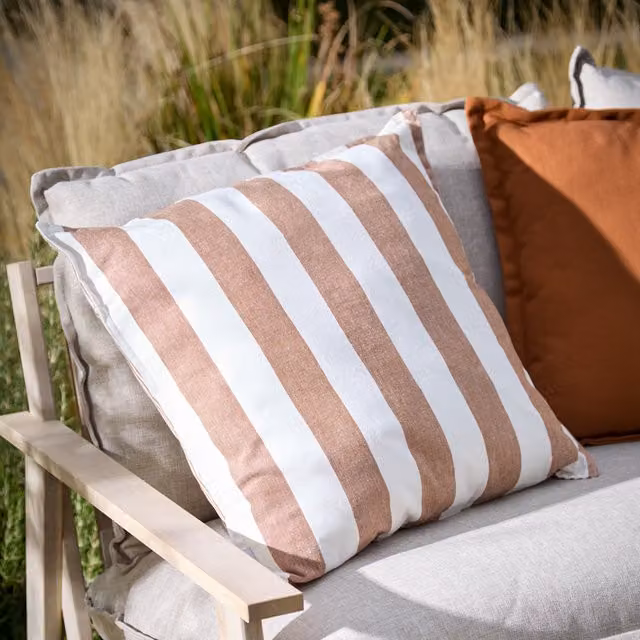 Make It A Home Hayle Striped Cotton Outdoor Cushion in Brown and Red
