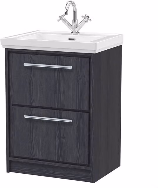 Balterley Longnor 2 Drawer Vanity Basin Unit, Graphite Grey, W: 60 cm
