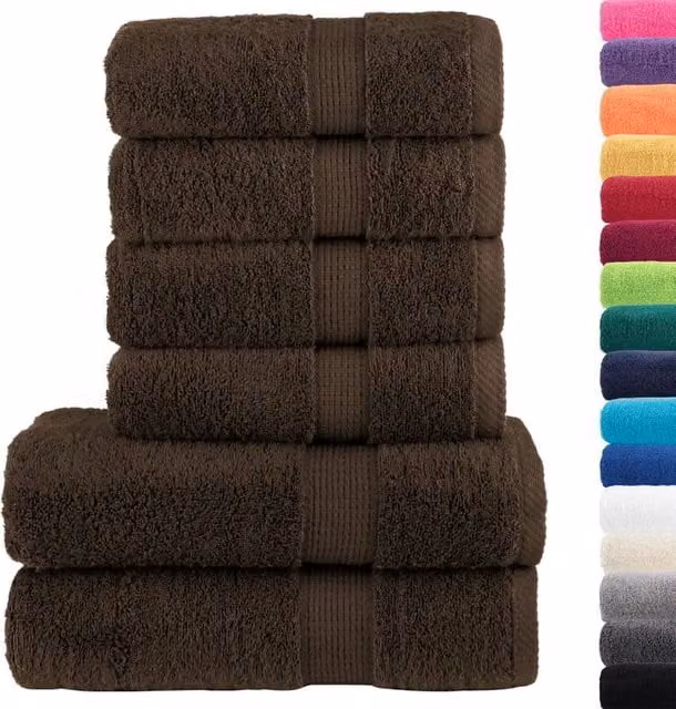 Berkfield Home SOLUND 6 Piece Premium Cotton Terry Towel Set, Brown, 600 gsm – 1