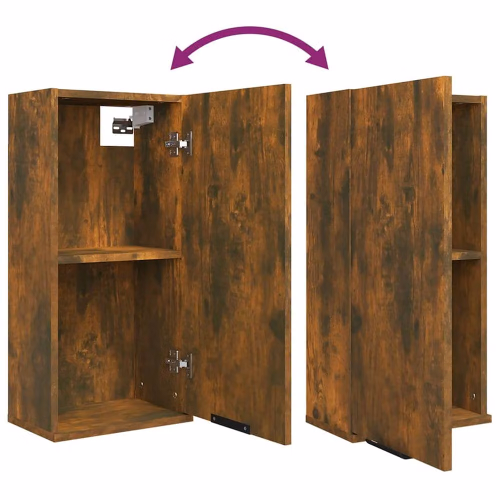 Berkfield Home Wall-mounted Bathroom Cabinet in Smoked Oak Brown, W/D/H: 32 x 20 x 67 cm – 4