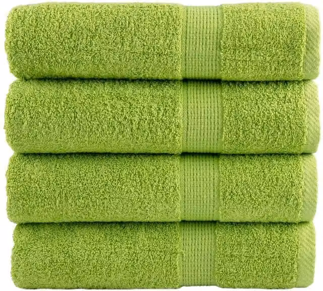 Berkfield Home SOLUND Premium Cotton Terry Hand Towels, 4 Pack, Apple Green, W: 50 cm, L: 100 cm, 600 gsm