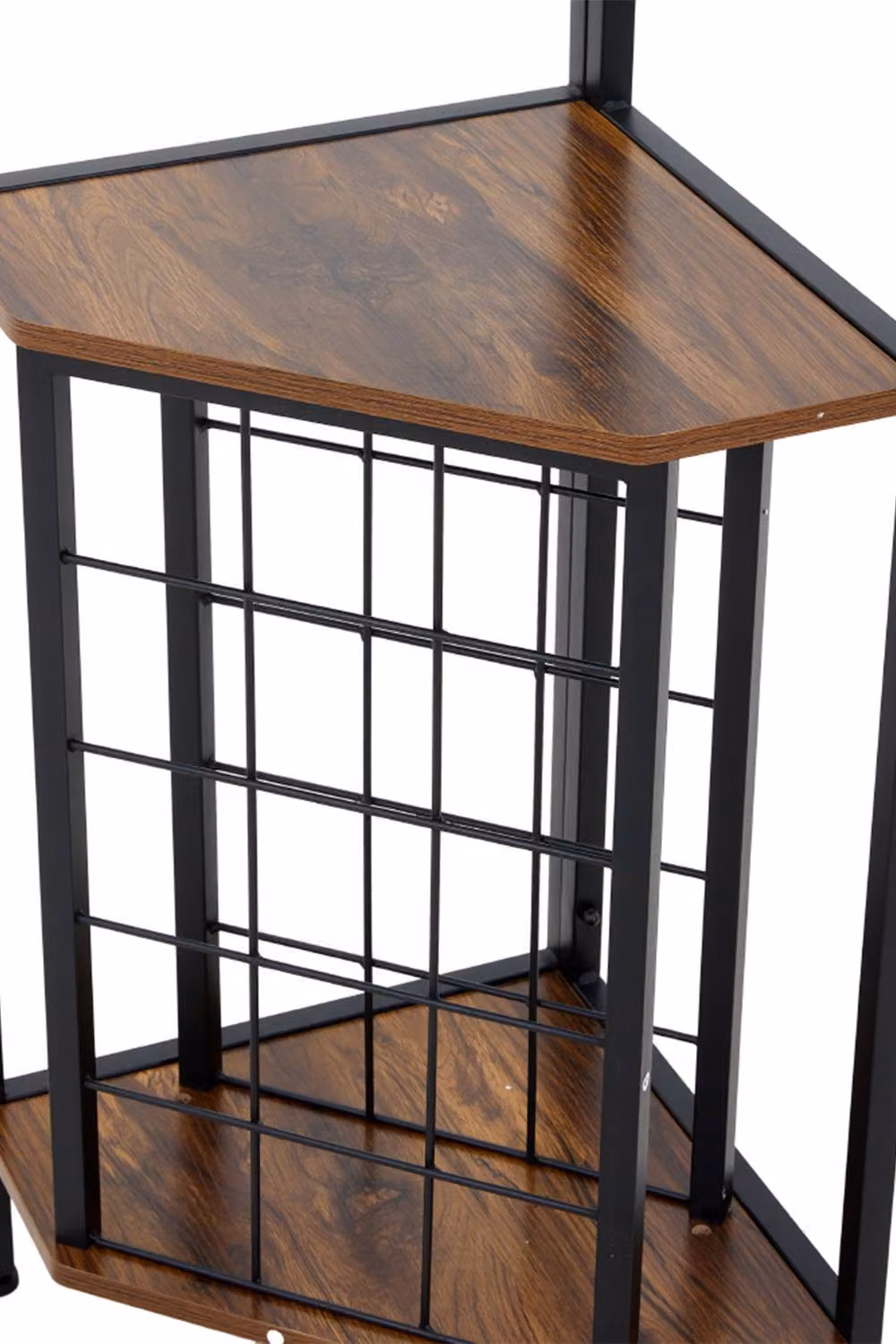 Living and Home Freestanding Industrial Corner Wine Rack with Glass Holder and Bottle Storage in Matt Black Metal – 4