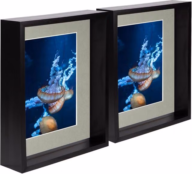 Nicola Spring Pack of 5 Rectangular 3D Deep Box Photo Frames in Black and Grey, W/D/H: 20.32 x 25.4 x 5.08 cm with 12.7 x 17.78 cm Mount
