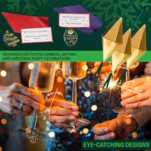KreativeKraft Luxury Christmas Crackers, 6 Pack Gold and Multicolour Glass Decorations for Parties and Adults – 4