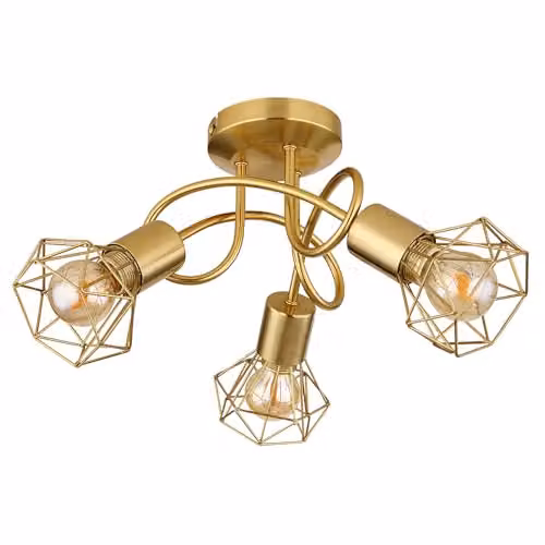 Globo Lighting Industrial Gold Ceiling Spotlight for Living Rooms, Bedrooms and Hallways, 3 x E14 Bulbs – 1