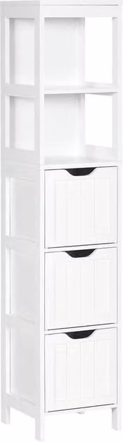 EONLION Slim Modern Bathroom Storage Unit with 3 Drawers in White Matt – 1