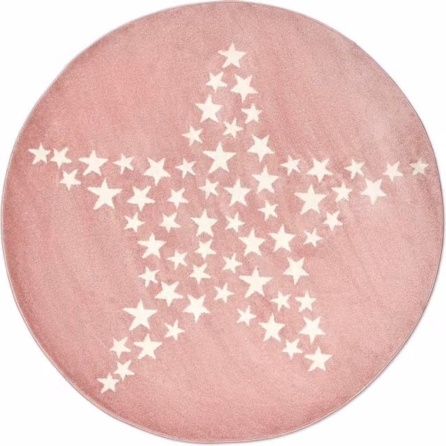 Bravich Nursery Star Round Rug in Pink, Diameter: 120 cm