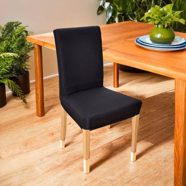 Gardenista Black Tailored Dining Chair Seat Slipcovers, Pack of 6