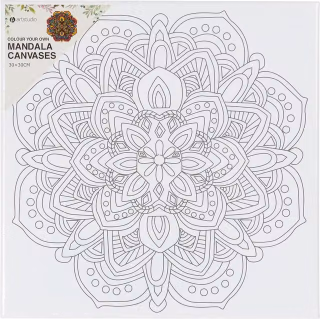 Art Studio Colour Your Own Mandala Canvas Kit in White