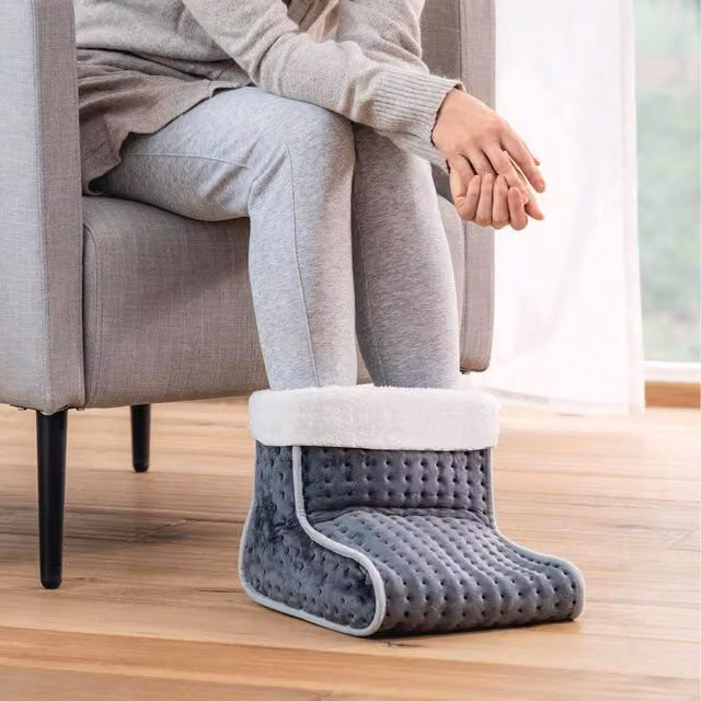 Neo Cosy Grey Electric Heated Foot Warmer with 3 Heat Settings and Removable Washable Cover
