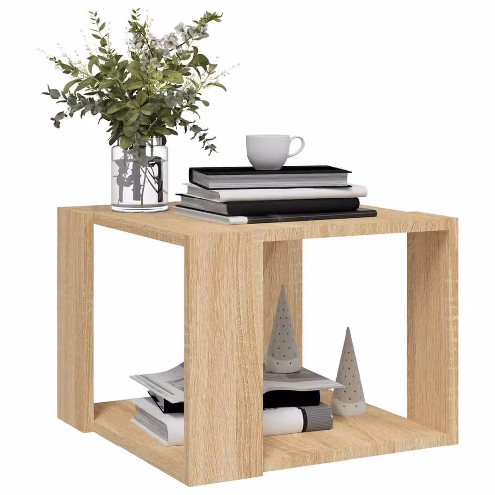 Berkfield Home Modern Square Coffee Table in Sonoma Oak and Beige, W/D/H: 40 x 40 x 30 cm – 3