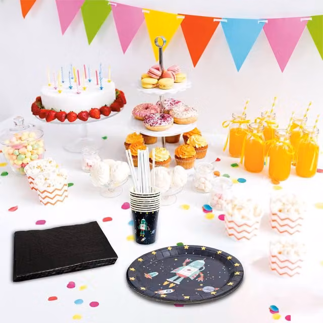 Cheetah 40 Piece Robot Themed Multicolour Party Tableware Set