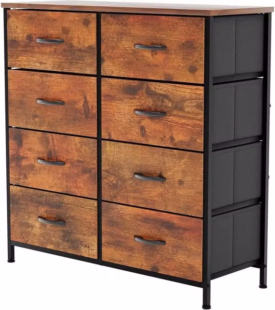 NESTLUNE 8 Drawer Modern Fabric Chest of Drawers in Brown, W: 100 cm, D: 15 cm, H: 15 cm – 1