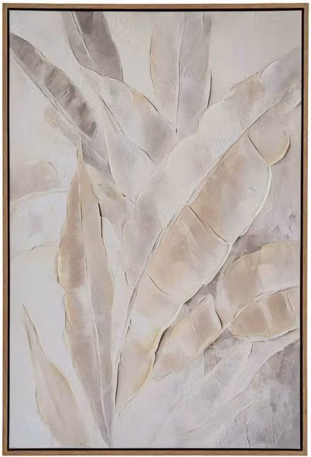 Hill Interiors Folira Hand-Painted Floral Canvas Print, Multicolour and Beige, W/H: 90 x 90 cm