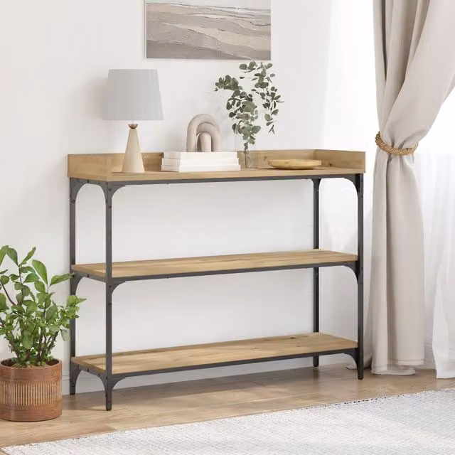 Berkfield Home Artisan Oak Console Table in Brown, W/D/H: 100 x 30 x 80 cm – 1