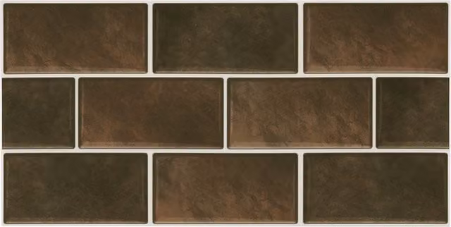 Livingandhome 20-Piece Self-Adhesive Vintage Wall Tile Stickers in Brown Gloss Plastic