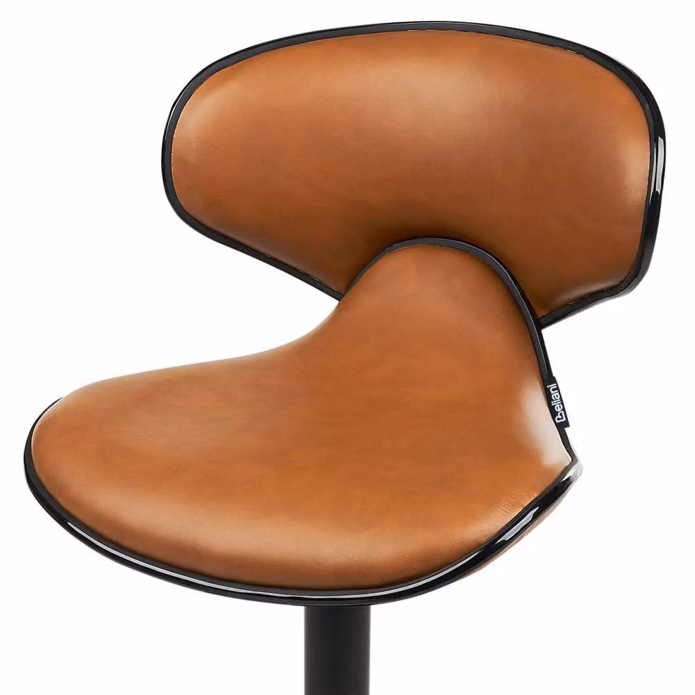 Wyld and Coco Set of 2 Brown Faux Leather Swivel Bar Stools with Gas Lift – 4