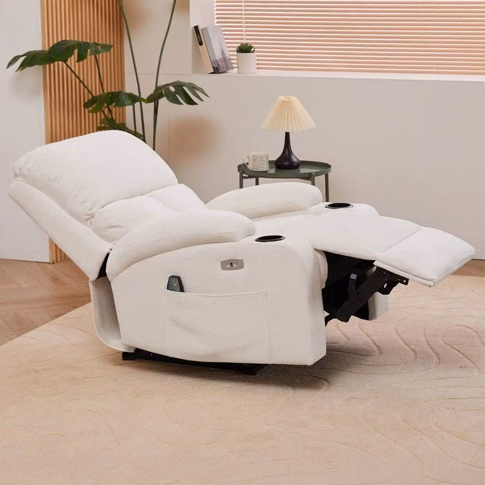 PAWNORA Electric Fabric Recliner Sofa Chair in White – 2