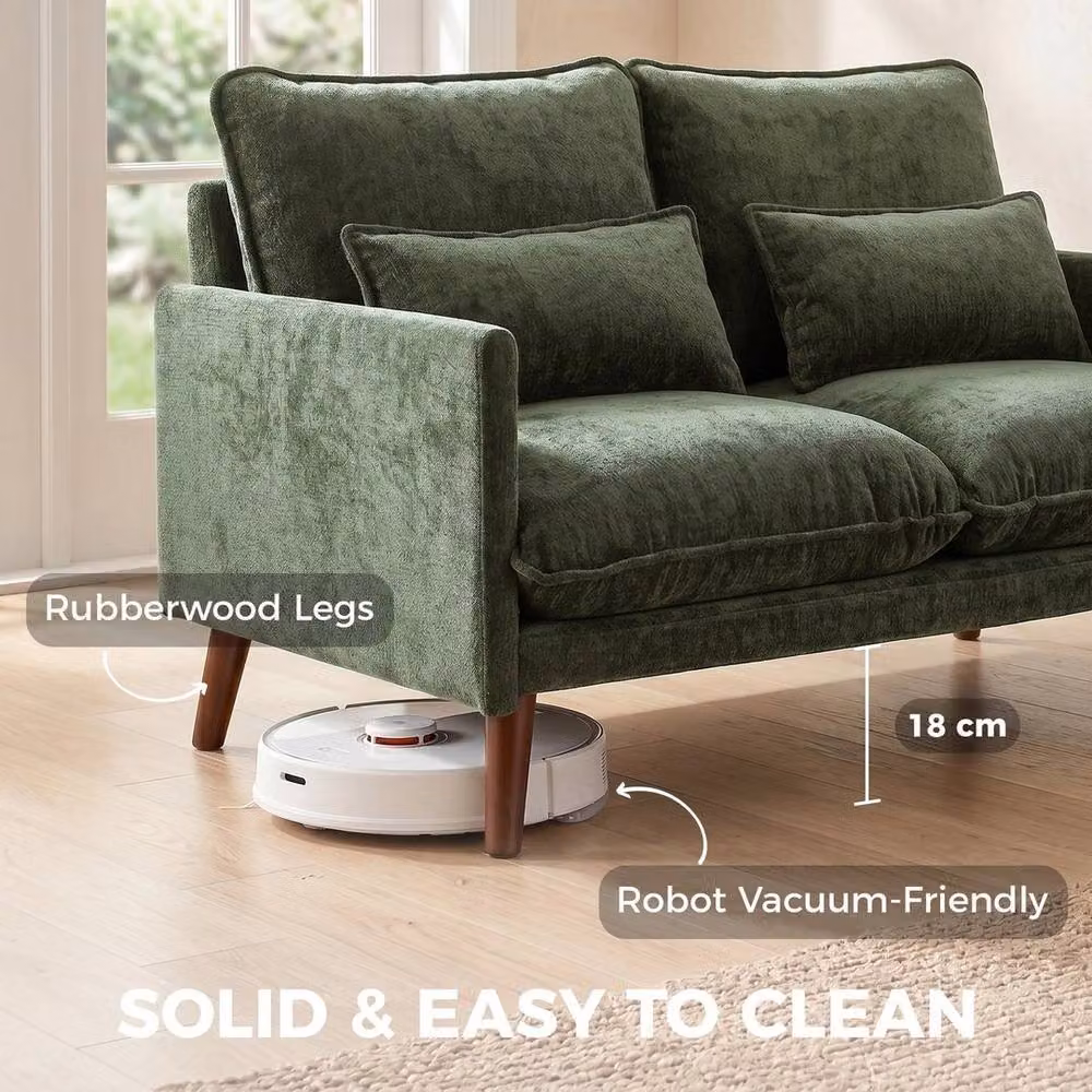 FORGEVIO Modern 2 Seater Velvet Sofa in Green with Spring Core Cushions – 4
