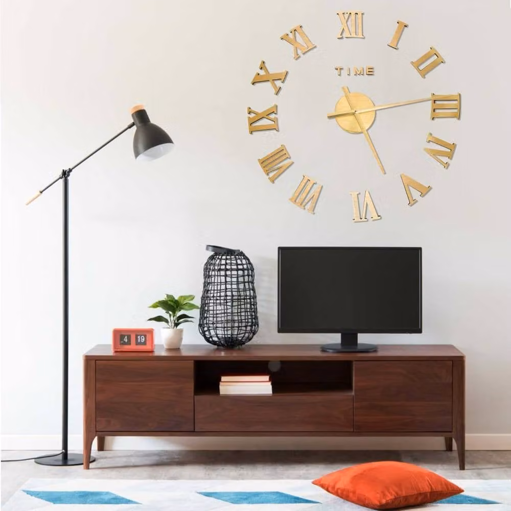 Berkfield Home Modern Gold 3D Geometric Metal Wall Clock, Diameter: 100 cm – 2