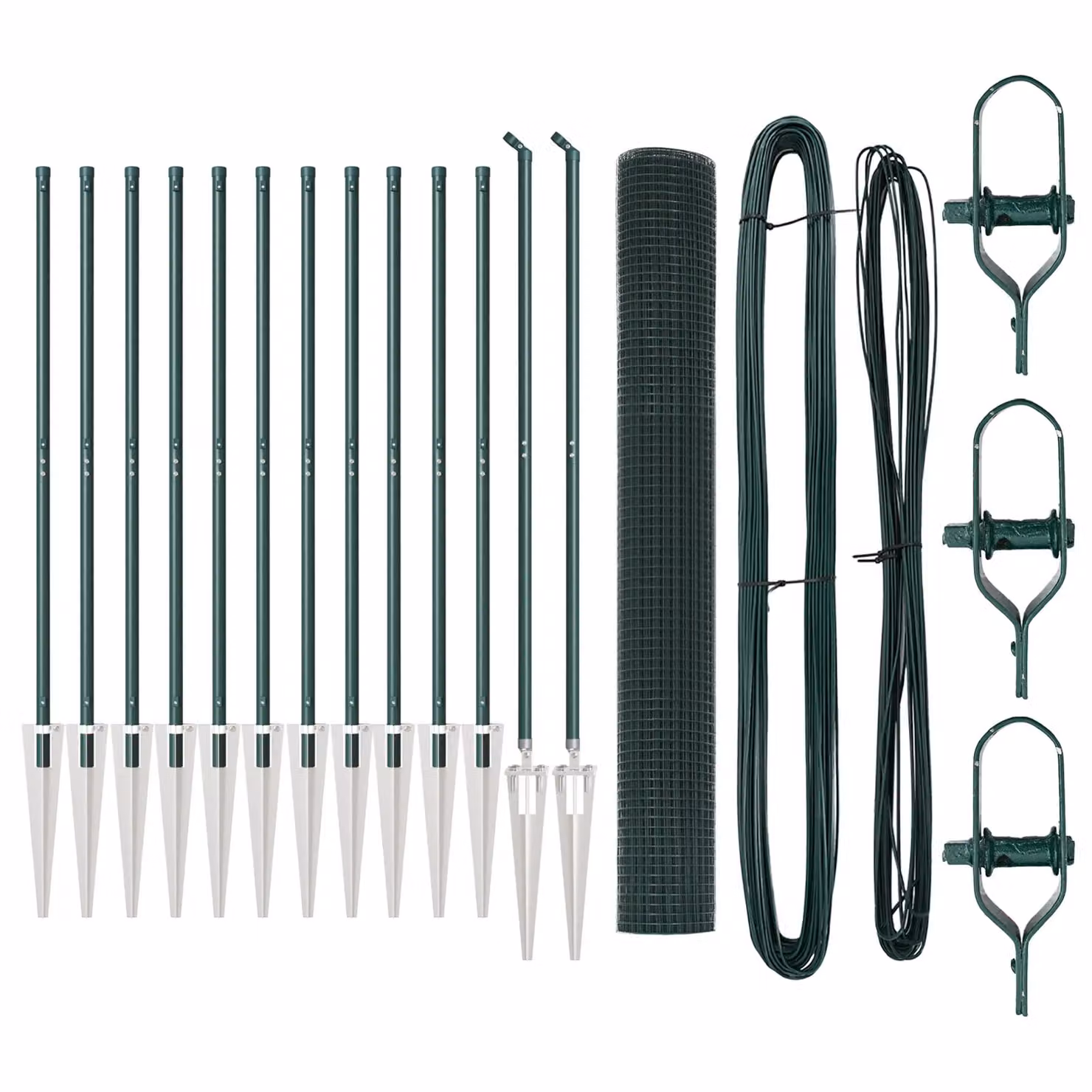Berkfield Home Green Steel Welded Wire Fence with 13 In-Ground Spike Posts, H: 120 cm, W: 25 m – 2