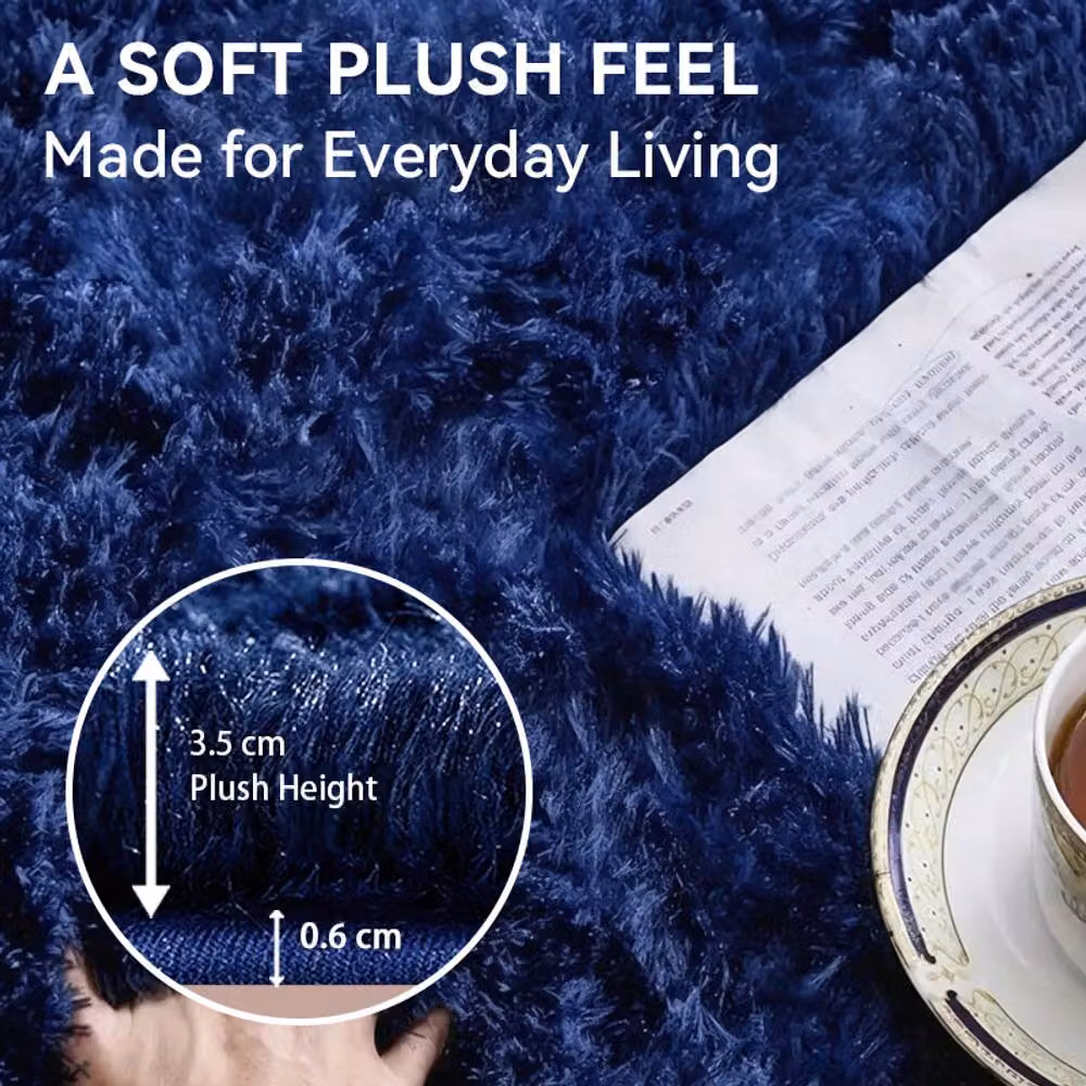 MCC Direct Faux Fur Rectangular Shaggy Area Rug in Blue, W/D: 120 x 160 cm – 2